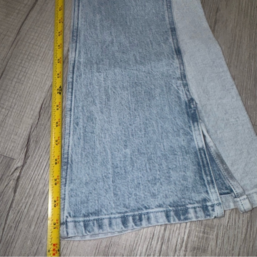 Social Tourist W28R  Two-Tone Ultra High Rise Flare Jeans Contrast Wash Denim - Picture 5 of 14